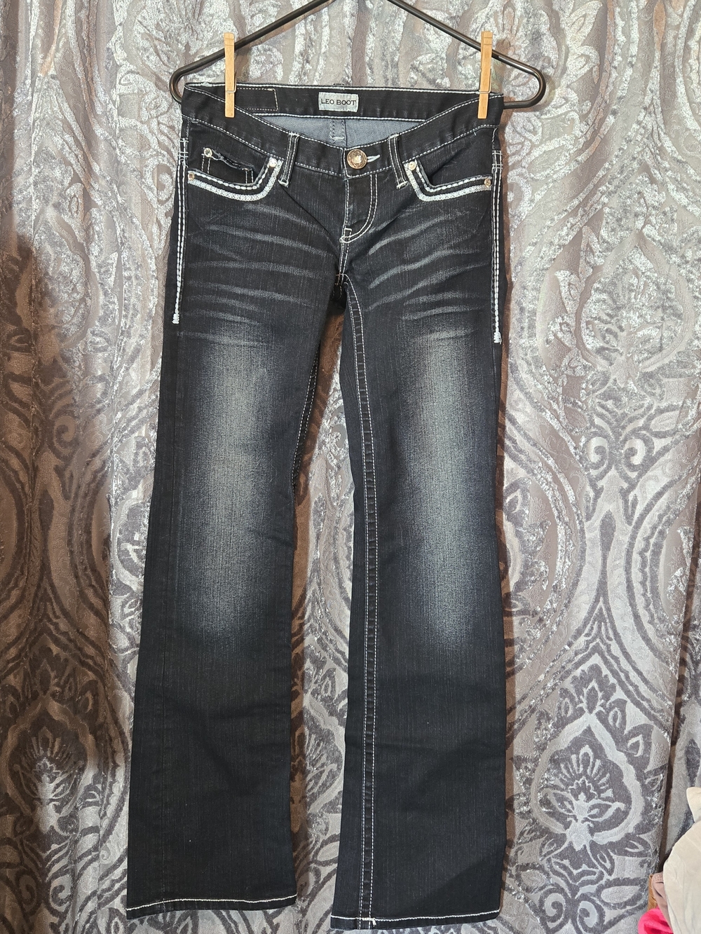 Women's Black Bootcut Jeans with Contrast Stitching